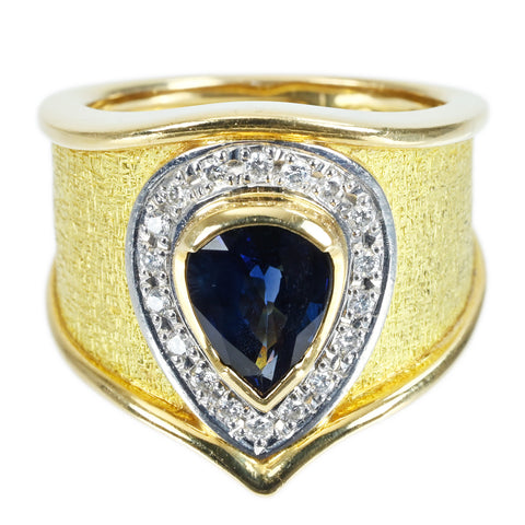 【中古】K18/PT900 SAPPHIRE RING サファイアリング S1.80ct D0.16ct 13.0g #11.5