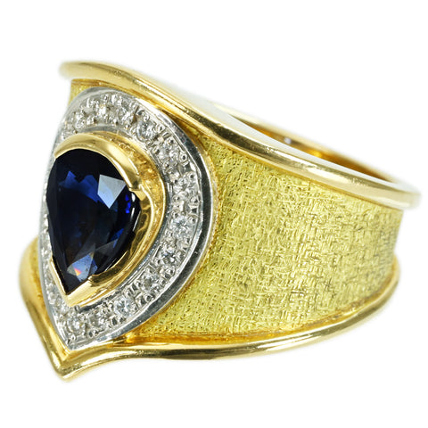 【中古】K18/PT900 SAPPHIRE RING サファイアリング S1.80ct D0.16ct 13.0g #11.5