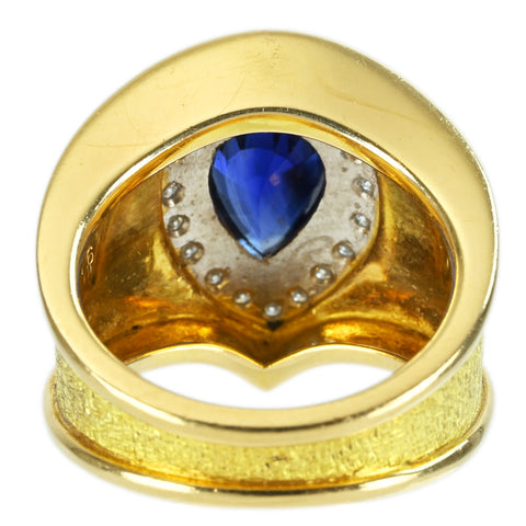 【中古】K18/PT900 SAPPHIRE RING サファイアリング S1.80ct D0.16ct 13.0g #11.5