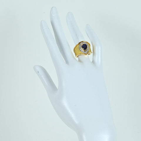【中古】K18/PT900 SAPPHIRE RING サファイアリング S1.80ct D0.16ct 13.0g #11.5