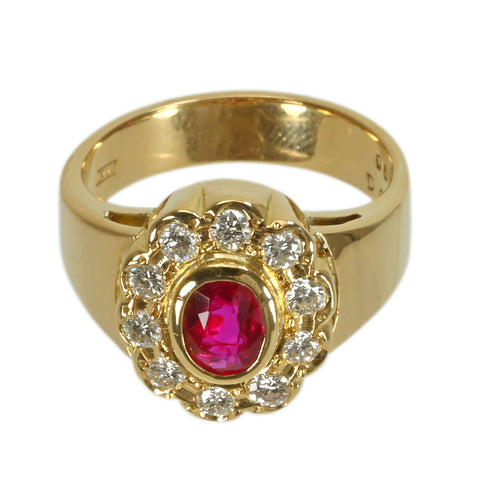 【中古】K18YG RUBYルビーリング R0.68ct D0.37ct 7.4g #12