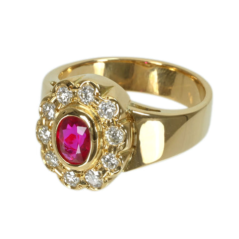 【中古】K18YG RUBYルビーリング R0.68ct D0.37ct 7.4g #12