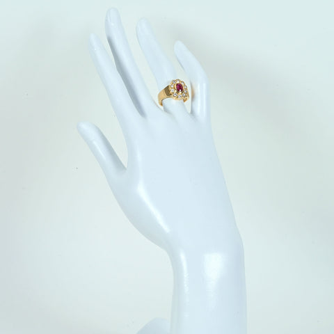 【中古】K18YG RUBYルビーリング R0.68ct D0.37ct 7.4g #12