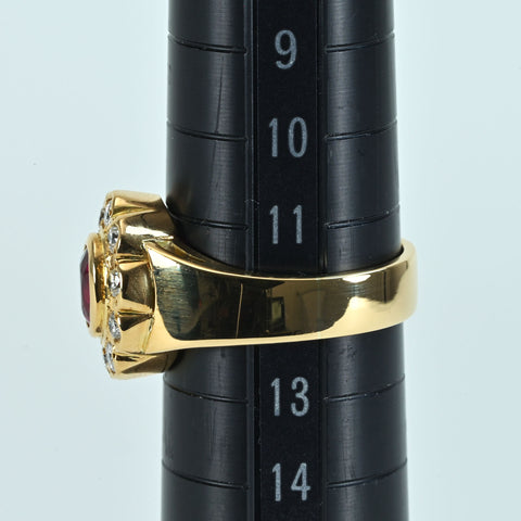 【中古】K18YG RUBYルビーリング R0.68ct D0.37ct 7.4g #12