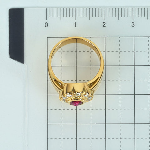 【中古】K18YG RUBYルビーリング R0.68ct D0.37ct 7.4g #12