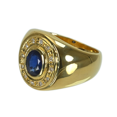 【中古】K18YG SAPPHIRE サファイアリング1.00ct D0.11ct 5.8g #12