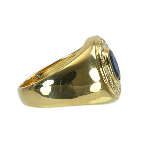 【中古】K18YG SAPPHIRE サファイアリング1.00ct D0.11ct 5.8g #12