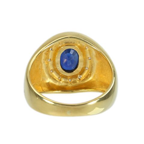 【中古】K18YG SAPPHIRE サファイアリング1.00ct D0.11ct 5.8g #12