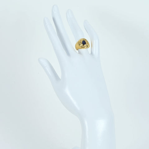 【中古】K18YG SAPPHIRE サファイアリング1.00ct D0.11ct 5.8g #12