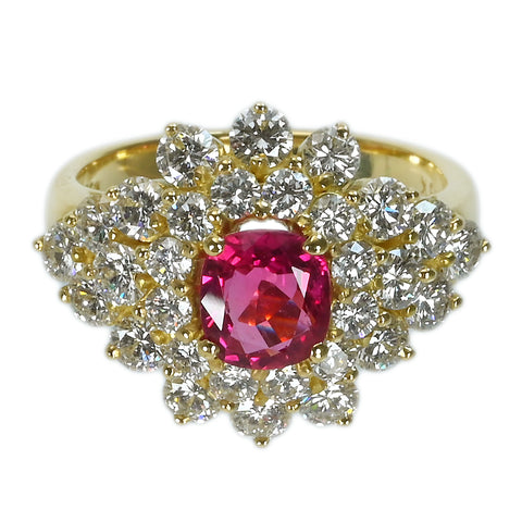 【中古】K18YG RUBY ルビーリング R1.01ct D2.00ct 6.5g #10.5