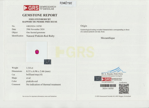 【中古】K18WG NO HEAT RUBY RING モザンビーク産非加熱ルビーリング R1.54ct D0.60ct GRS鑑別書 3.8g #12
