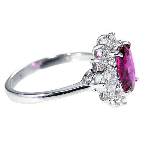 【中古】K18WG NO HEAT RUBY RING モザンビーク産非加熱ルビーリング R1.54ct D0.60ct GRS鑑別書 3.8g #12