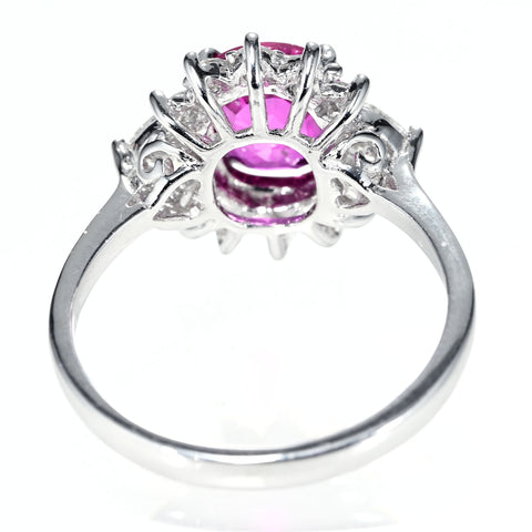 【中古】K18WG NO HEAT RUBY RING モザンビーク産非加熱ルビーリング R1.54ct D0.60ct GRS鑑別書 3.8g #12