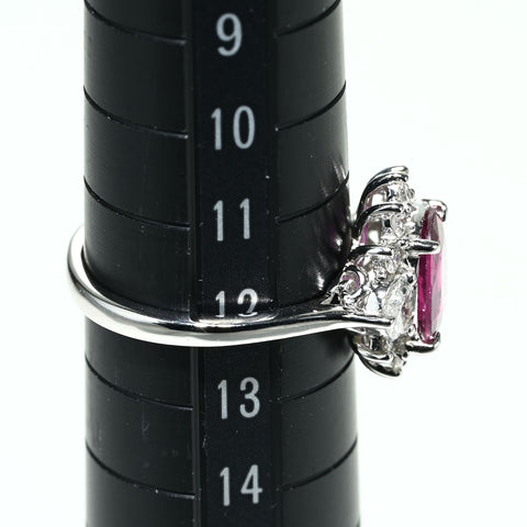 【中古】K18WG NO HEAT RUBY RING モザンビーク産非加熱ルビーリング R1.54ct D0.60ct GRS鑑別書 3.8g #12