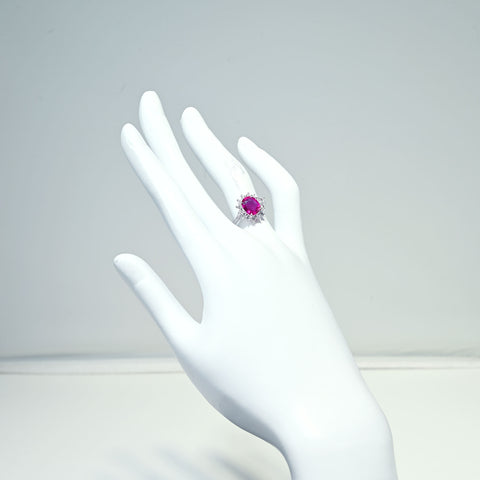 【中古】K18WG NO HEAT RUBY RING モザンビーク産非加熱ルビーリング R1.54ct D0.60ct GRS鑑別書 3.8g #12