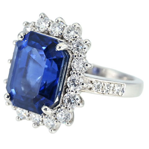 【中古】PT900 NO HEAT BURMA SAPPHIRE RING ビルマ産非加熱サファイアリング S10.58ct D1.43ct GIA/グベリン鑑別書 13.4g #11.5