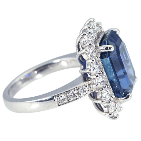 【中古】PT900 NO HEAT BURMA SAPPHIRE RING ビルマ産非加熱サファイアリング S10.58ct D1.43ct GIA/グベリン鑑別書 13.4g #11.5