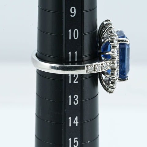 【中古】PT900 NO HEAT BURMA SAPPHIRE RING ビルマ産非加熱サファイアリング S10.58ct D1.43ct GIA/グベリン鑑別書 13.4g #11.5