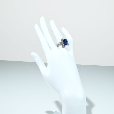 【中古】PT900 NO HEAT BURMA SAPPHIRE RING ビルマ産非加熱サファイアリング S10.58ct D1.43ct GIA/グベリン鑑別書 13.4g #11.5