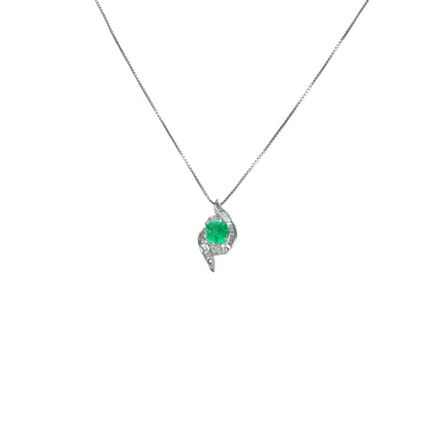 【中古】  PT850/PT900 EMERALDエメラルドペンダントネックレス Necklace D0.47ct 4.9g