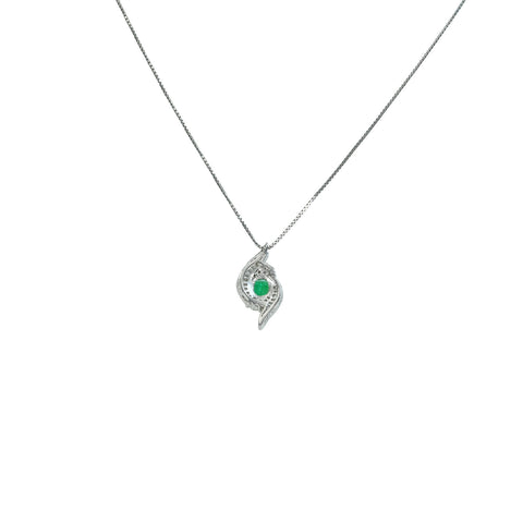【中古】  PT850/PT900 EMERALDエメラルドペンダントネックレス Necklace D0.47ct 4.9g