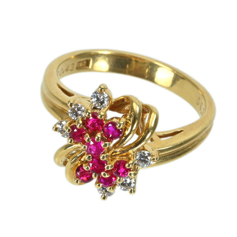 【中古】K18YG RUBY ルビーリング R0.43ct D0.18ct 5.1g #12
