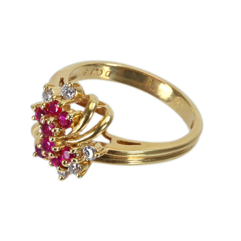 【中古】K18YG RUBY ルビーリング R0.43ct D0.18ct 5.1g #12