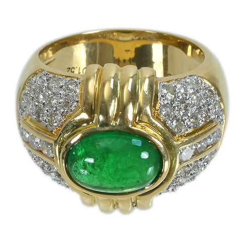 【中古】K18YG EMERALDエメラルドリング E3.24ct D1.52ct JSL鑑定書13.0g #12.5