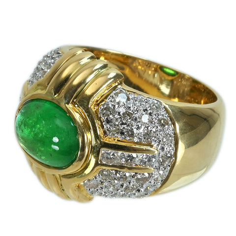 【中古】K18YG EMERALDエメラルドリング E3.24ct D1.52ct JSL鑑定書13.0g #12.5