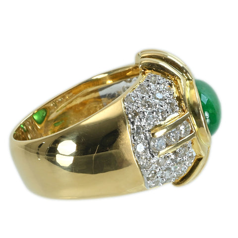 【中古】K18YG EMERALDエメラルドリング E3.24ct D1.52ct JSL鑑定書13.0g #12.5