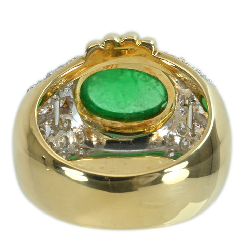 【中古】K18YG EMERALDエメラルドリング E3.24ct D1.52ct JSL鑑定書13.0g #12.5