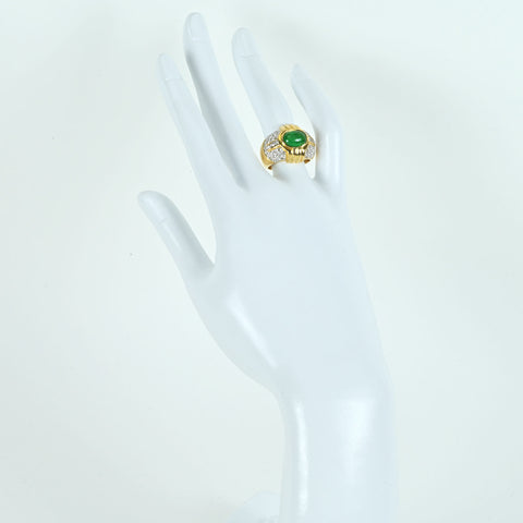 【中古】K18YG EMERALDエメラルドリング E3.24ct D1.52ct JSL鑑定書13.0g #12.5