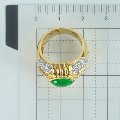 【中古】K18YG EMERALDエメラルドリング E3.24ct D1.52ct JSL鑑定書13.0g #12.5