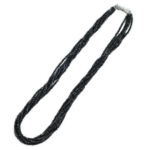【中古】SV SPINEL Necklace ブラックスピネル7連ネックレス 38.1g 43cm