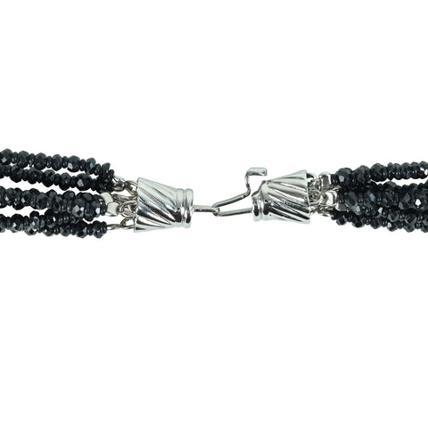 【中古】SV SPINEL Necklace ブラックスピネル7連ネックレス 38.1g 43cm