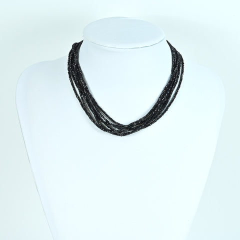 【中古】SV SPINEL Necklace ブラックスピネル7連ネックレス 38.1g 43cm