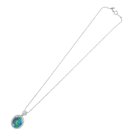 【中古】PT1000/PT900 BLACK OPAL NECKLACE ブラックオパールペンダントネックレス BO7.57ct D1.34ct 10.7g