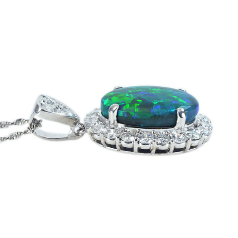 【中古】PT1000/PT900 BLACK OPAL NECKLACE ブラックオパールペンダントネックレス BO7.57ct D1.34ct 10.7g