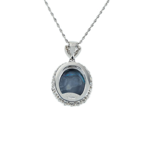 【中古】PT1000/PT900 BLACK OPAL NECKLACE ブラックオパールペンダントネックレス BO7.57ct D1.34ct 10.7g