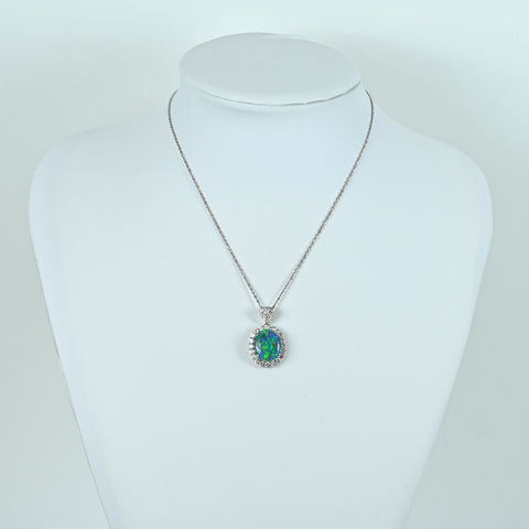 【中古】PT1000/PT900 BLACK OPAL NECKLACE ブラックオパールペンダントネックレス BO7.57ct D1.34ct 10.7g