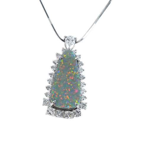 【中古】 PT850/PT900 BLACK OPAL NECKLACE ブラックオパールペンダントネックレス BO6.57ct D1.24ct ソーティング 10.0g
