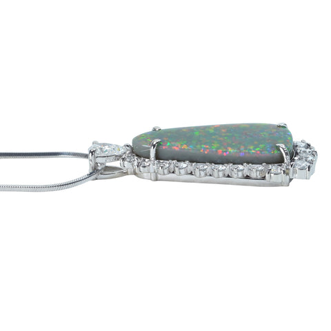 【中古】 PT850/PT900 BLACK OPAL NECKLACE ブラックオパールペンダントネックレス BO6.57ct D1.24ct ソーティング 10.0g