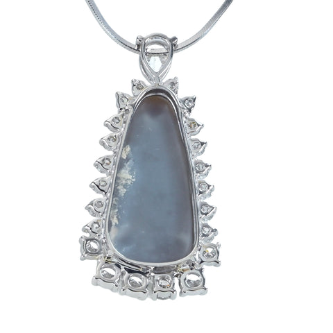 【中古】 PT850/PT900 BLACK OPAL NECKLACE ブラックオパールペンダントネックレス BO6.57ct D1.24ct ソーティング 10.0g