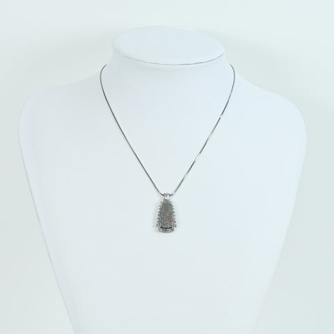 【中古】 PT850/PT900 BLACK OPAL NECKLACE ブラックオパールペンダントネックレス BO6.57ct D1.24ct ソーティング 10.0g