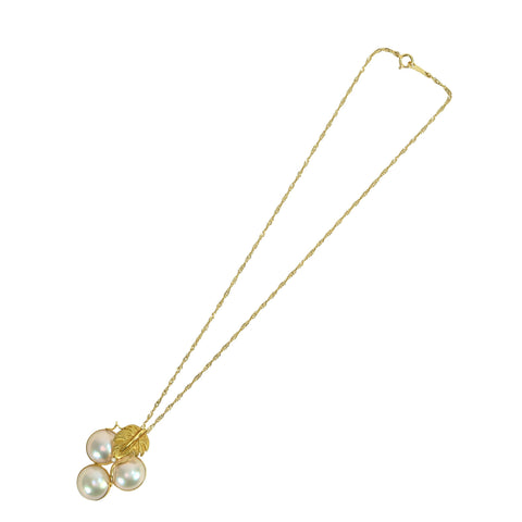 [Pre-owned] 18K Yellow Gold Mabe Pearl Pendant Necklace, 13.0mm-14.0mm, D0.02ct, 9.2g 