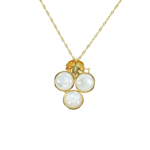 [Pre-owned] 18K Yellow Gold Mabe Pearl Pendant Necklace, 13.0mm-14.0mm, D0.02ct, 9.2g 