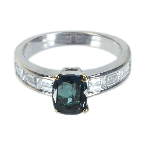 【中古】K18WG ALEXANDRITE インド産 アレキサンドライトリング A1.06ct D0.76ct GIA鑑別書 4.7g #11.5