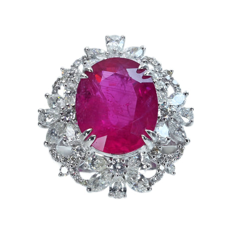 【中古】K18 RUBY RING RING モザンビーク産ルビーリング R8.06ct D2.43ct GRS鑑別書 8.6g #14