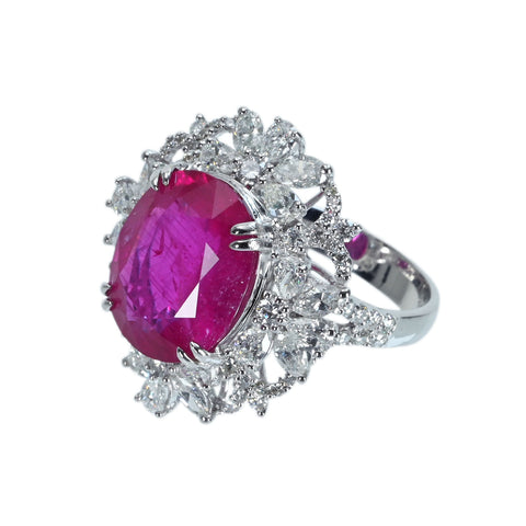 Pre-owned K18 Ruby Ring, Mozambique Ruby, 8.06ct R, 2.43ct D, GRS Certificate, 8.6g, #14 