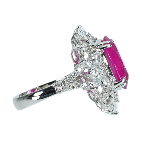 Pre-owned K18 Ruby Ring, Mozambique Ruby, 8.06ct R, 2.43ct D, GRS Certificate, 8.6g, #14 